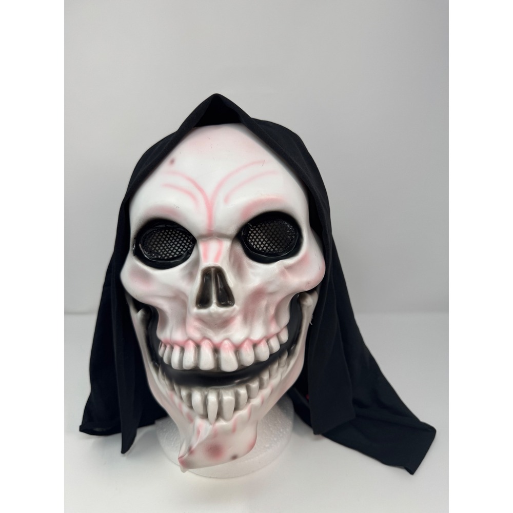 Vintage Paper Magic Light Up Skull Mask Hood Grim Reaper Halloween Tested